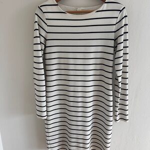Black and White Striped Long Sleeve Dress